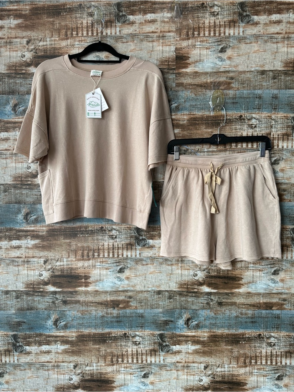 Casual Drawstring Shorts in Beige - Neutral Women Short Set
Very J